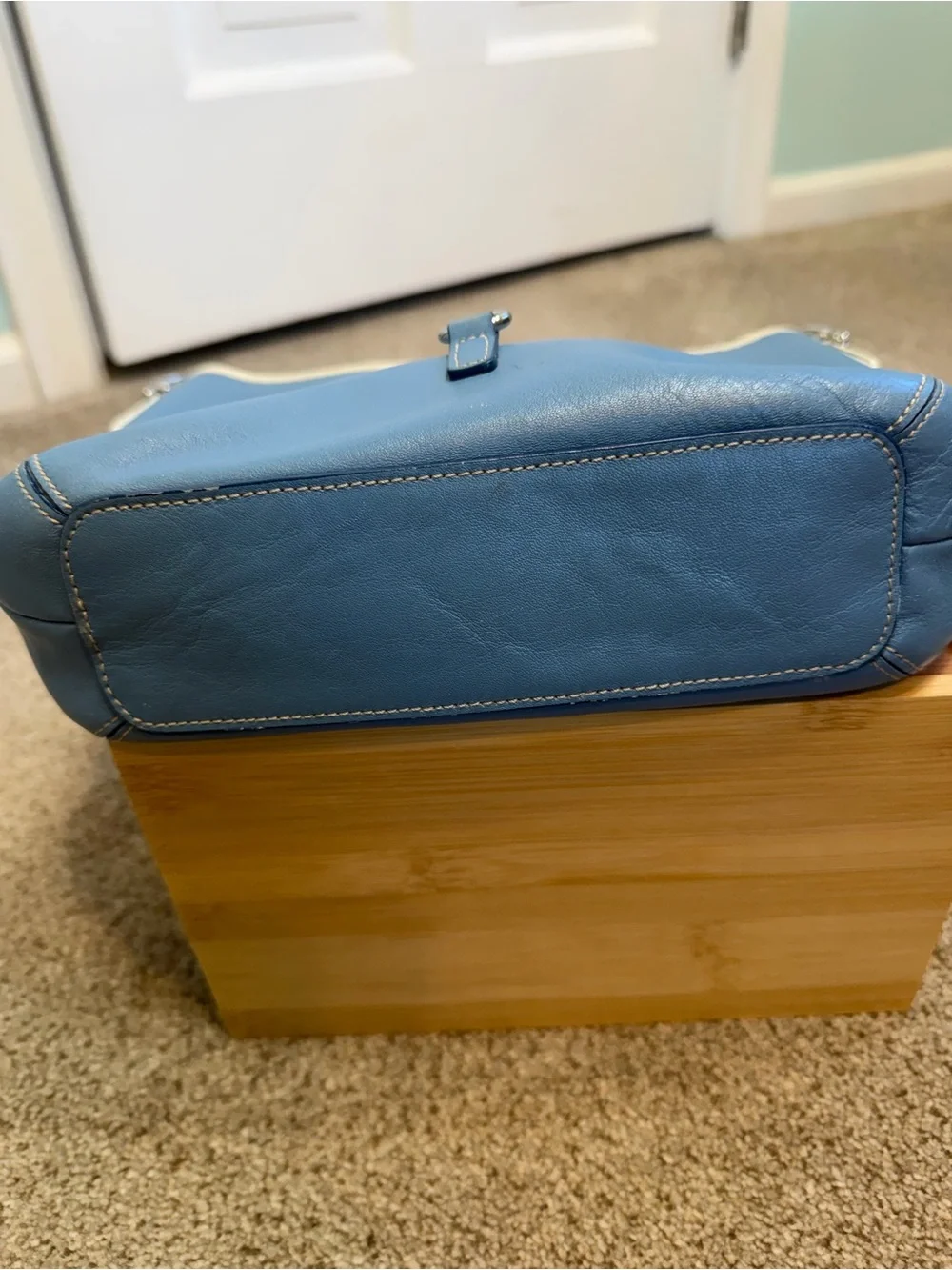 Coach Jackie Blue Leather with white  Trim